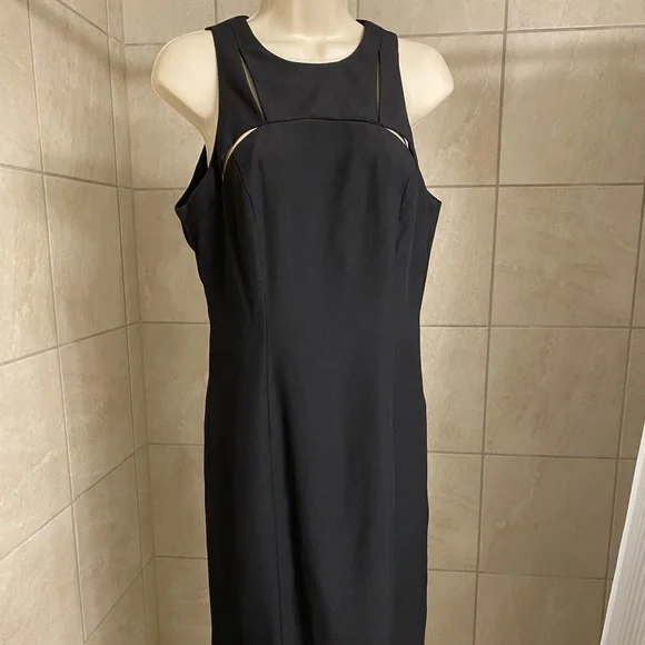 Vintage Adrianna Papell Evening black cocktail dress with bodice slits, size 10 - Picture 3 of 11